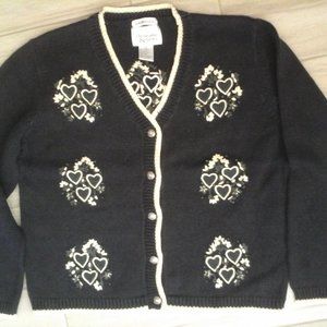 Christopher & Banks Embroidered Navy V-neck Cardigan.    Size S
